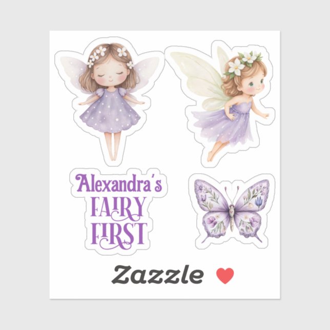 Purple Fairy First Customisable Party Favour (Sheet)