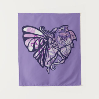 Purple Fairy Garden Rose Fairies Gardening Heart Tapestry
