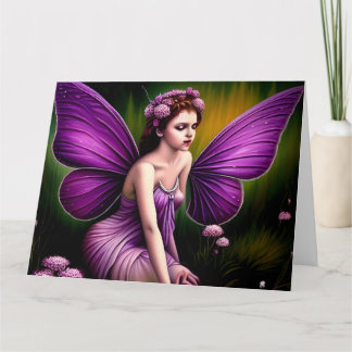 Purple Fairy Magical Woodland Digital Art Card