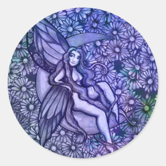 Purple Fairy MoonChild Goddess Moon Child Classic Round Sticker