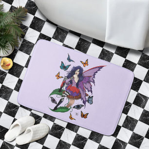 Purple Fairy Mushroom Butterflies Bath Mat