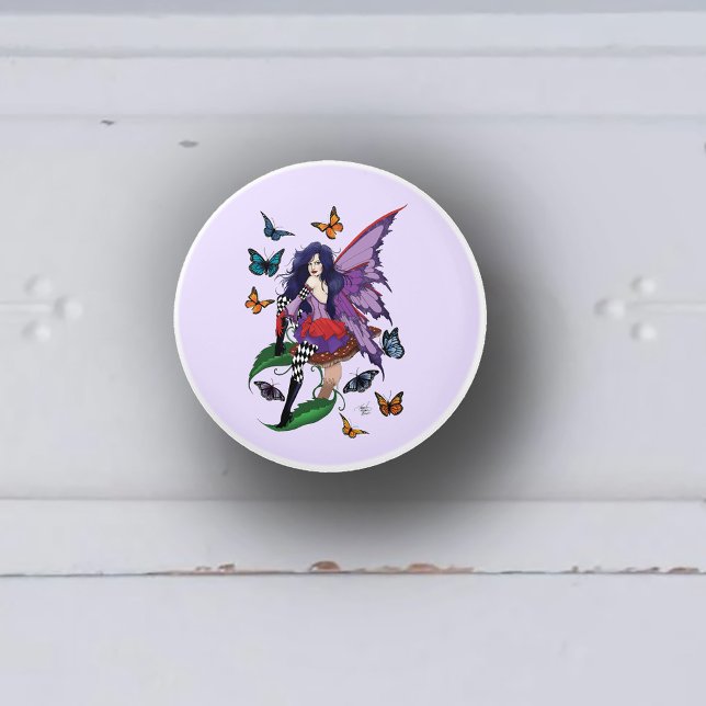 Purple Fairy Mushroom Butterflies Ceramic Knob (Creator Uploaded)