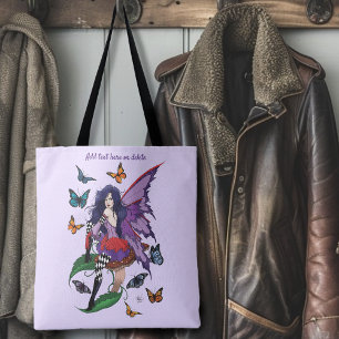 Purple Fairy Mushroom Butterflies Tote Bag