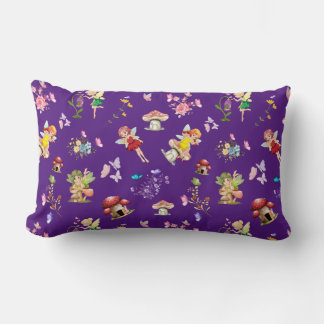 Purple Fairy Mushroom House Themed Lumbar Cushion