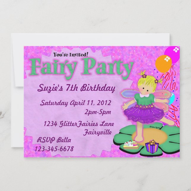 Purple Fairy Party Invitation (Front)
