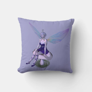 Purple Fairy Sitting on Mushroom Pillows