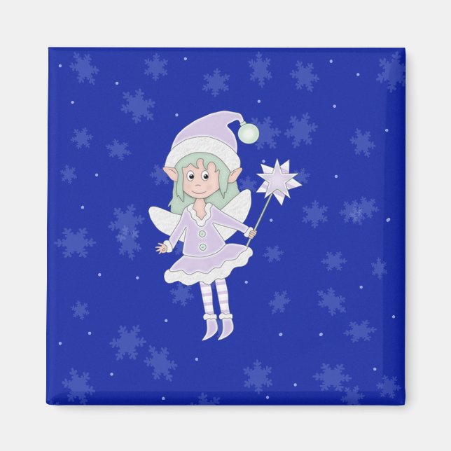 Purple Fairy & Snowflakes Magnet (Front)