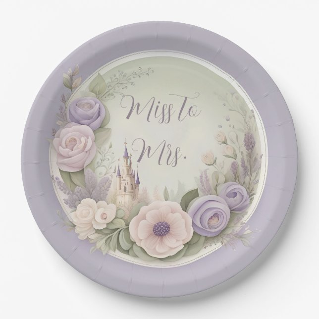 Purple Fairytale Castle Paper Plate (Front)