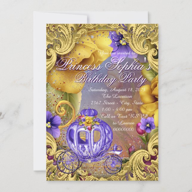 Purple Fairytale Princess Birthday Party Invitation (Front)