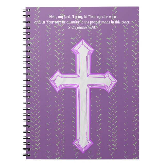 Purple Faith Cross Prayer Journal Bible Verse (Front)