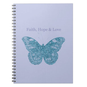 Purple Faith, Hope, Love Butterfly Notebook