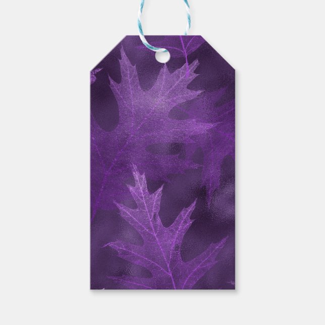 PURPLE FALL AUTUMN LEAVES GIFT TAGS (Front)