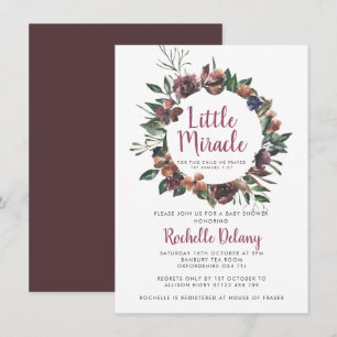 Purple Fall Wreath Little Miracle Baby Shower Invitation