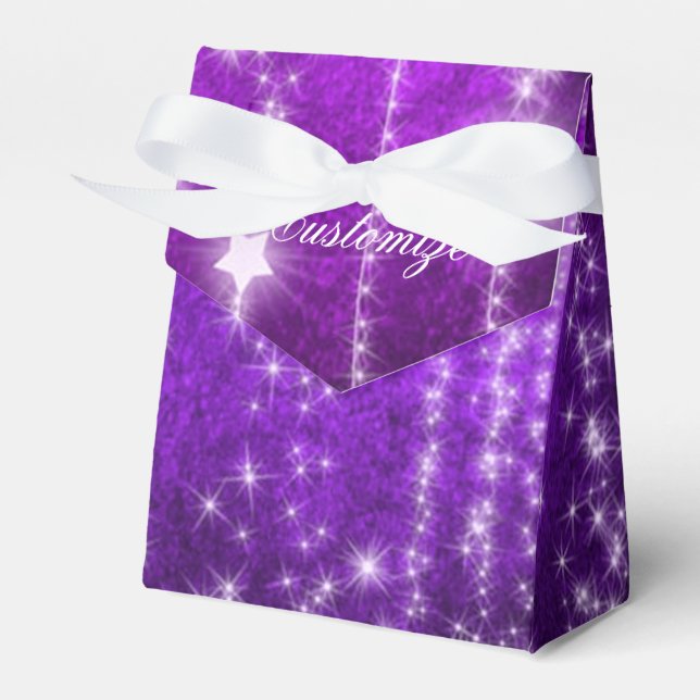 Purple Falling Stars Holiday Tent Favour Box (Front Side)