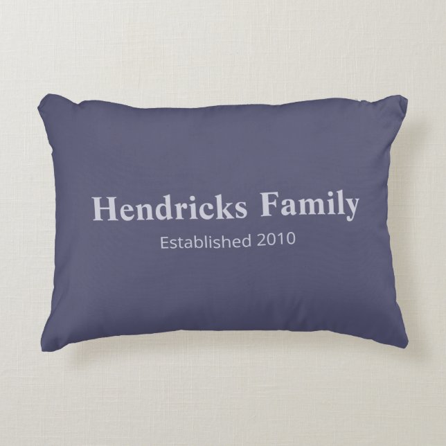 Purple Family Name "Established" with Back Pattern Decorative Cushion (Front)
