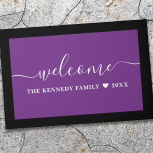 Purple Family Name Personalised Welcome Doormat