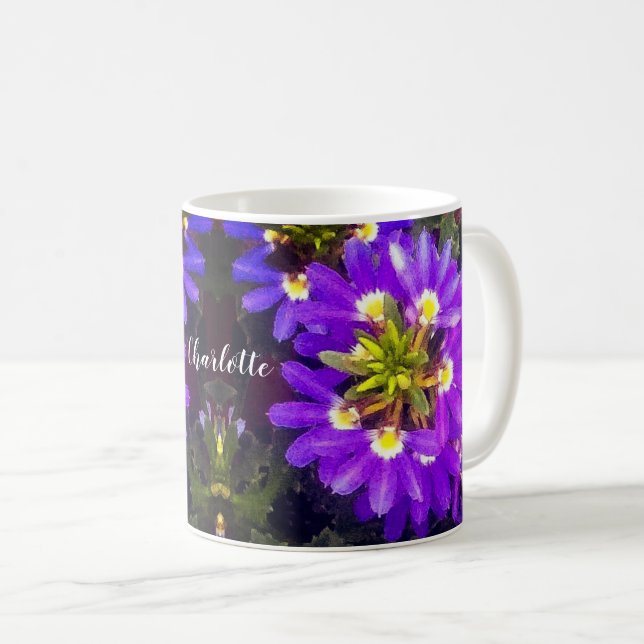 Purple Fan-Flower Coffee Mug (Front Right)