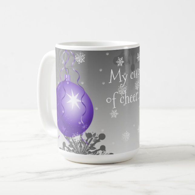 Purple Fancy Christmas Ornament Coffee Mug (Front Left)