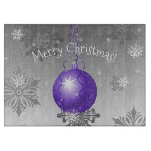 Purple Fancy Christmas Ornament Cutting Board