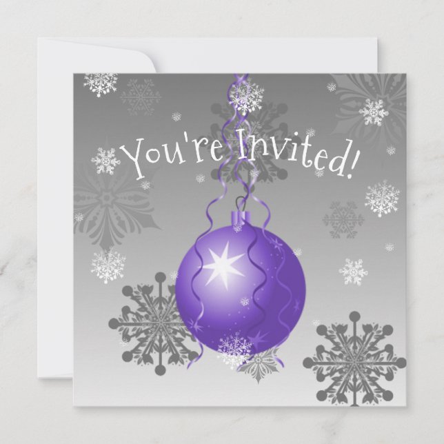 Purple Fancy Christmas Ornament Invitation (Front)