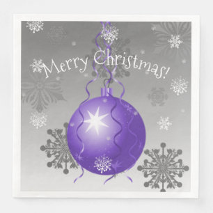 Purple Fancy Christmas Ornament Paper Napkin
