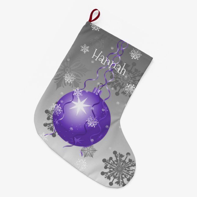 Purple Fancy Christmas Ornament Stocking (Front (Hanging))