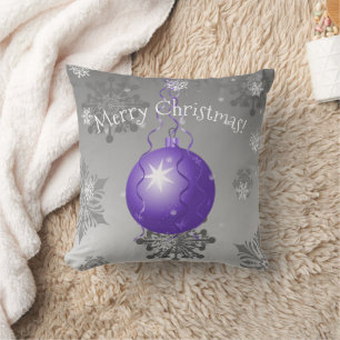Purple Fancy Christmas Ornament Throw Pillow