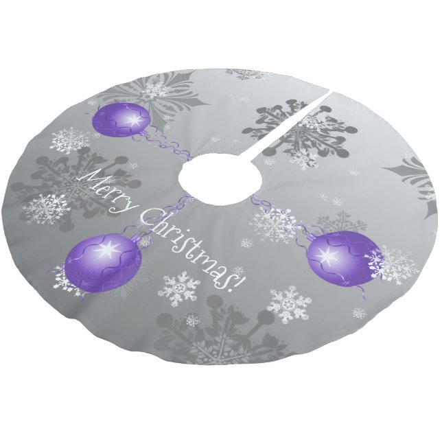 Purple Fancy Christmas Ornament Tree Skirt (Angled)