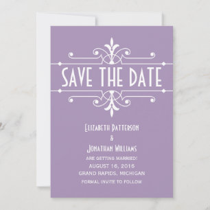 Purple Fancy Ornamental Save the Date Invite