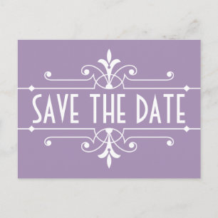 Purple Fancy Ornamental Save the Date Postcard