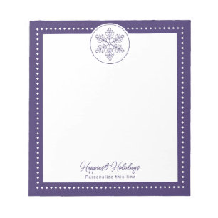 Purple Fancy Snowflake Personalised Holiday Notepad