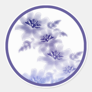 Purple Fantasy Flowers Classic Round Sticker