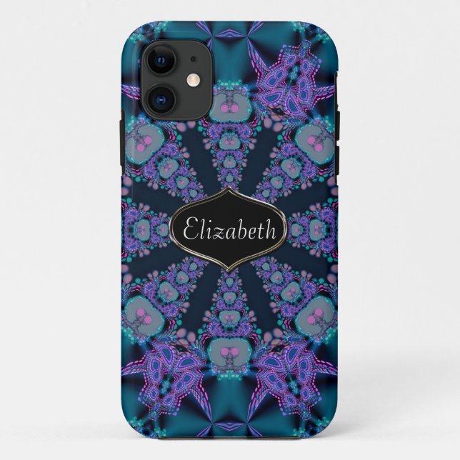 Purple Fantasy Fractal Custom Name iPhone 5 Case (Back)