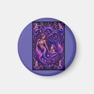 Purple Fantasy Mermaid Duo Ocean Dream Art Magnet