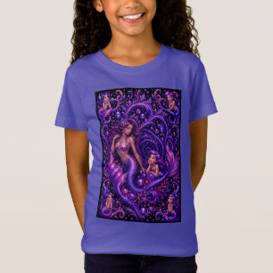 Purple Fantasy Mermaid Duo Ocean Dream Art Poster T-Shirt