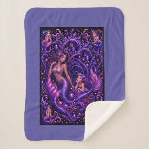 Purple Fantasy Mermaid Duo Ocean Dream Art Sherpa Blanket