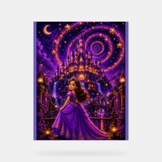 Purple Fantasy Princess Castle Art | Magical Cosmi Acrylic Sign