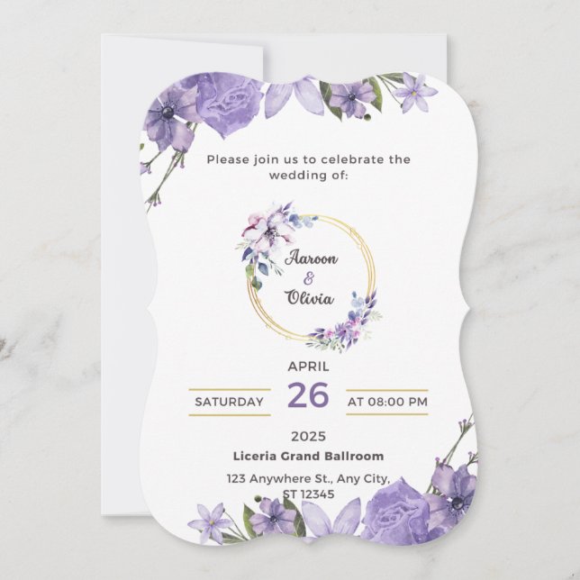 Purple Fantasy Wedding Invitation (Front)