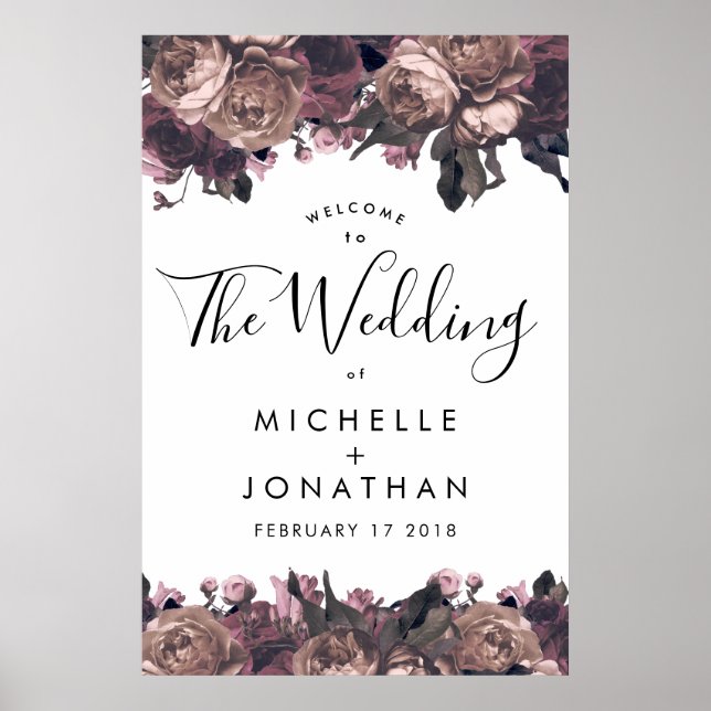 Purple Fantasy Wedding Welcome Poster Sign (Front)