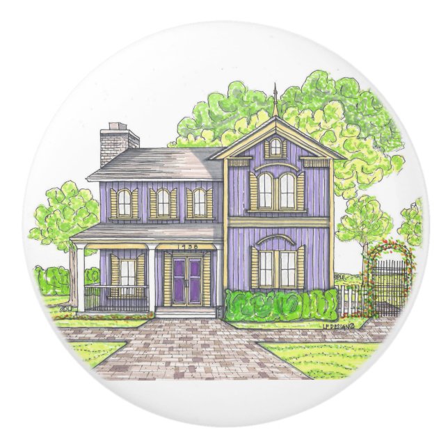 Purple Farmhouse Ceramic Knob (Front)