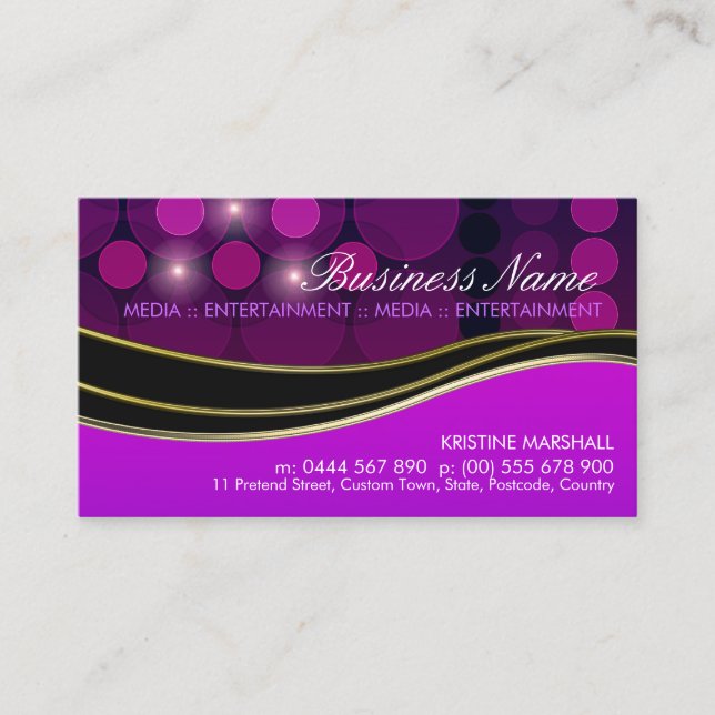 Purple Fashion Music Media Artistic Business Card (Front)