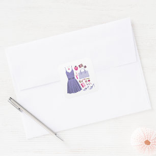 Purple Fashion Set Square Sticker
