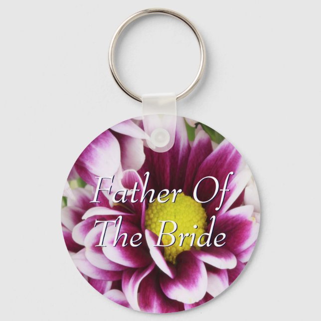 Purple Father Of The Bride Bouquet Key Ring (Front)