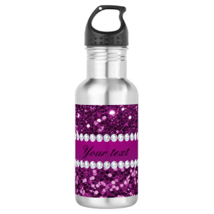 Purple Faux Glitter and Diamonds 532 Ml Water Bottle