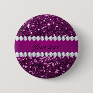Purple Faux Glitter and Diamonds 6 Cm Round Badge
