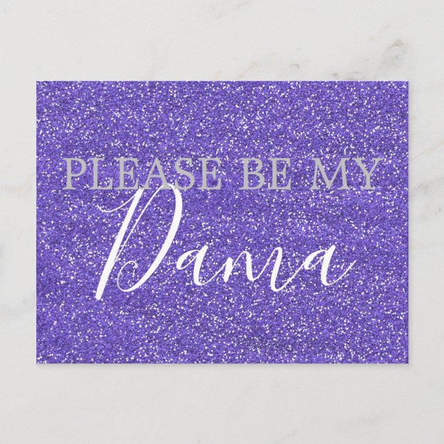 Purple Faux Glitter Dama Quinceanera Proposal Invitation Postcard (Front)