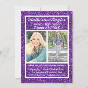 Purple Faux Glitter - Grad Announcement