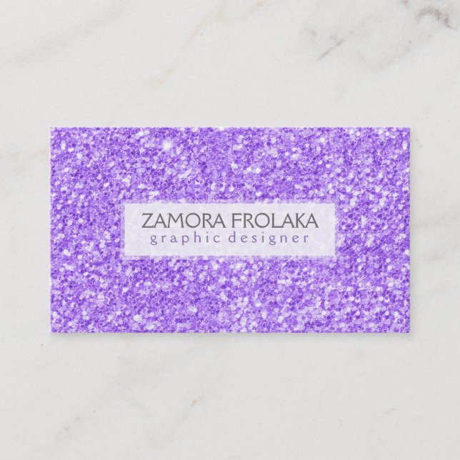 Purple Faux Glitter Modern Design Business Card (Front)