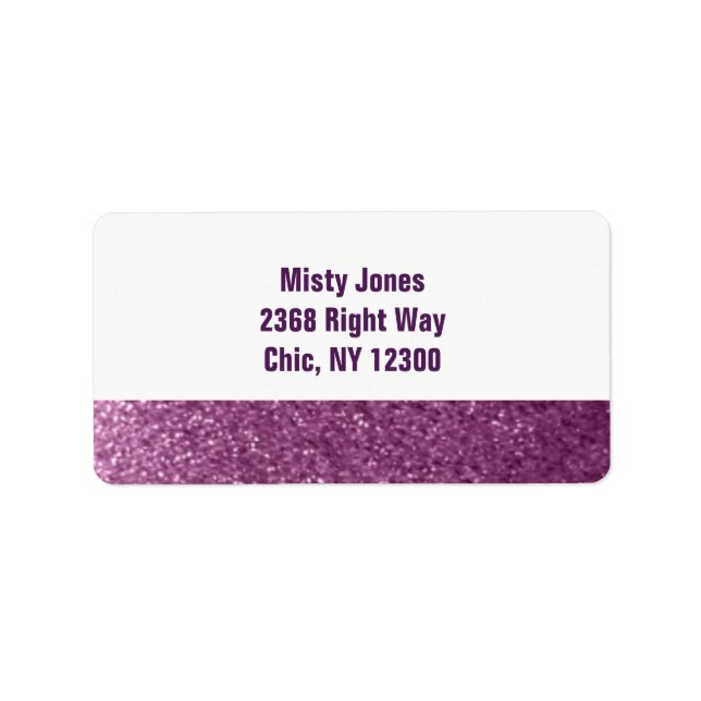 Purple Faux Glitter New Address Label (Front)