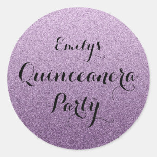 Purple Faux  Glitter Ombre Quinceanera Sticker